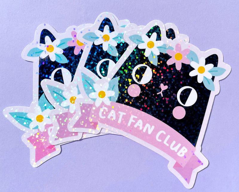 Cute Black Cat Fan Club Sticker