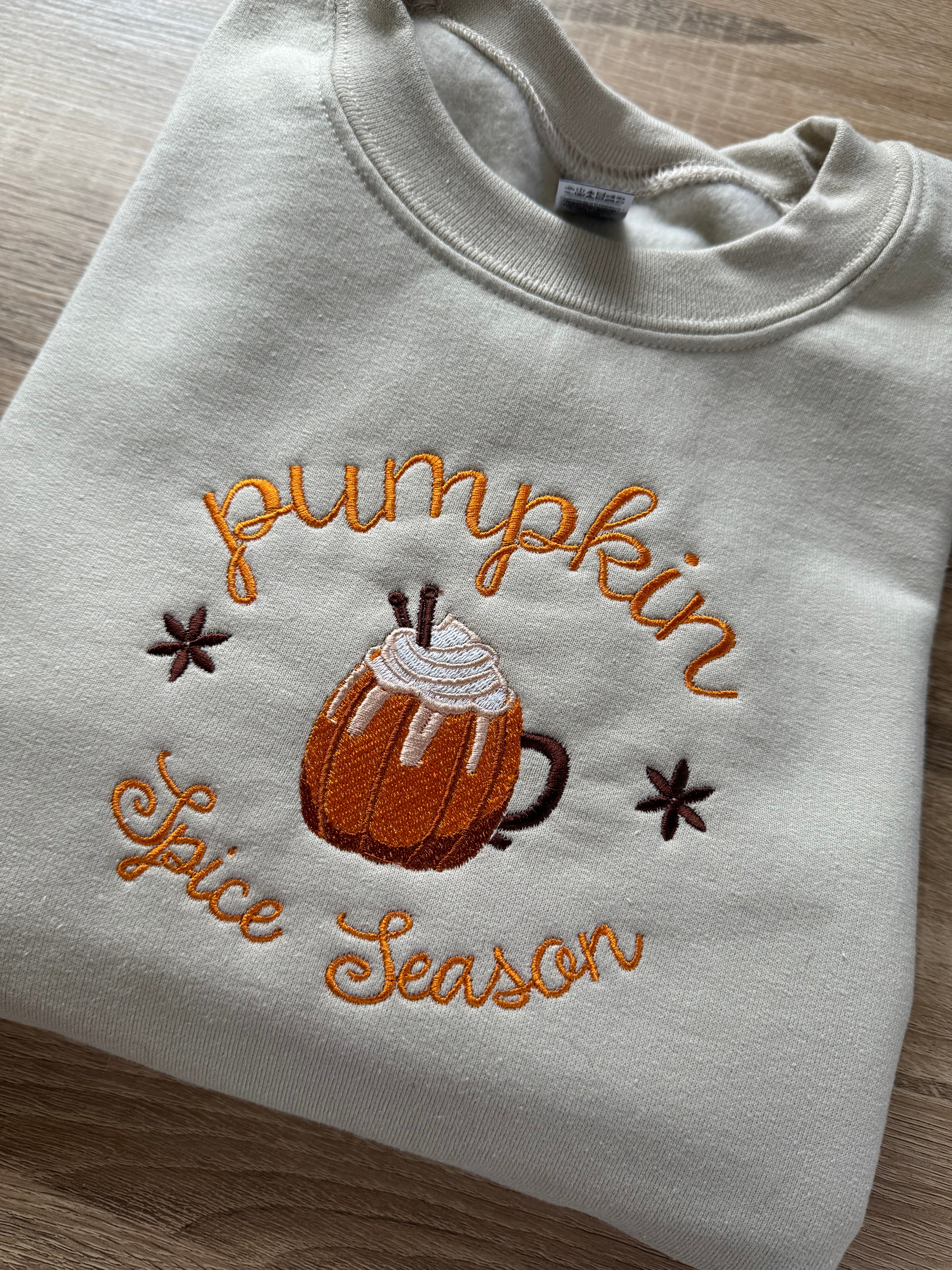 Pumpkin Spice Season Sweatshirt Shop our Autumn Vibes Collection Stitch Smile