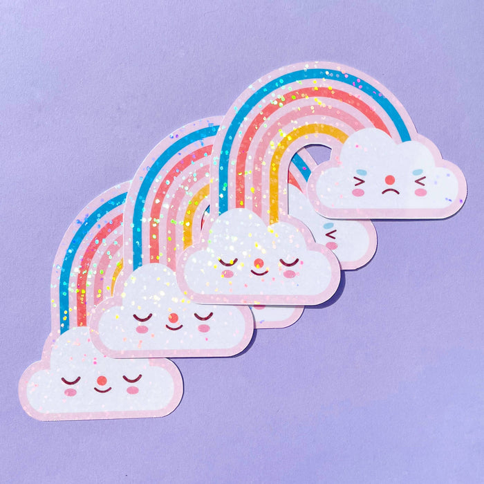 Cute Rainbow Glitter Vinyl Sticker