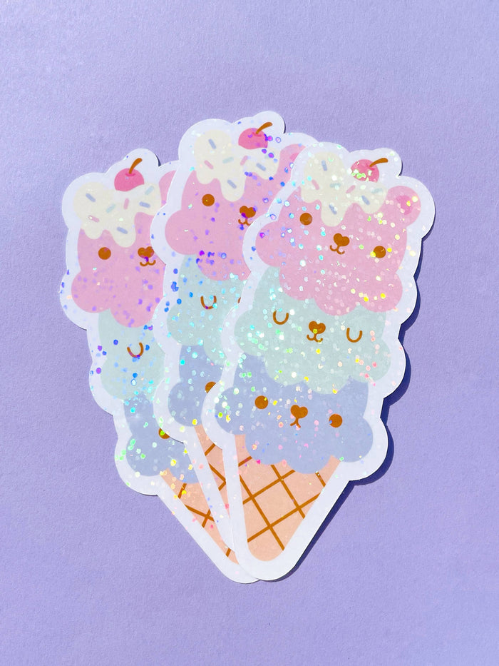 Kawaii Ice Cream Sparkle Sticker