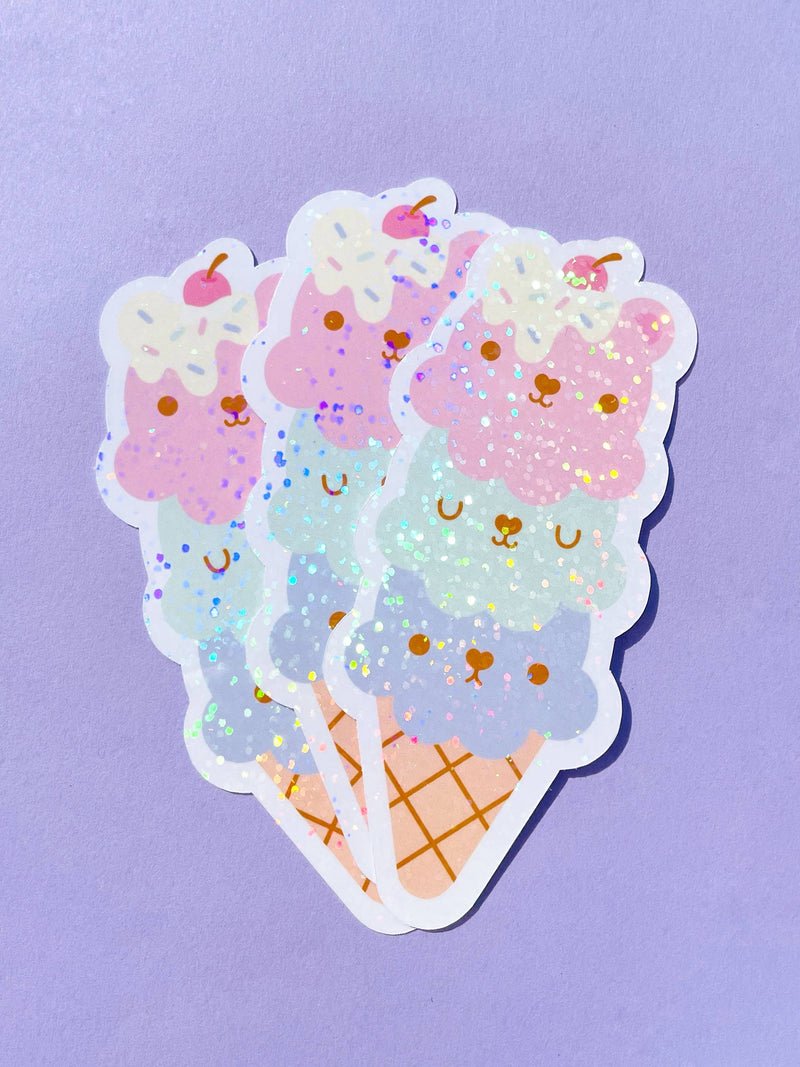 Kawaii Ice Cream Sparkle Sticker